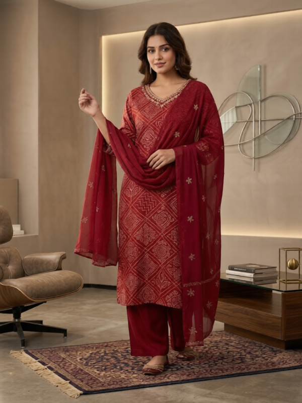Royal Crimson Ethnic Suit Set.