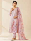 Elegant Pink Floral Printed Kurta Set with Dupatta