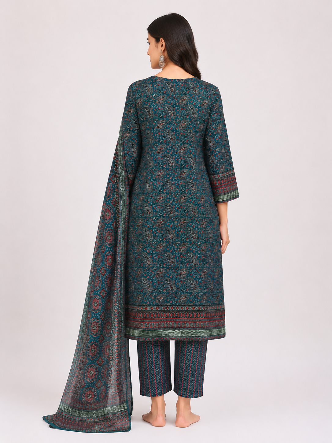 Elegant Printed Ethnic Kurta Set with Matching Dupatta - Image 4
