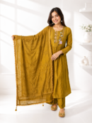 Elegant Mustard Embroidered Kurta Set with Dupatta