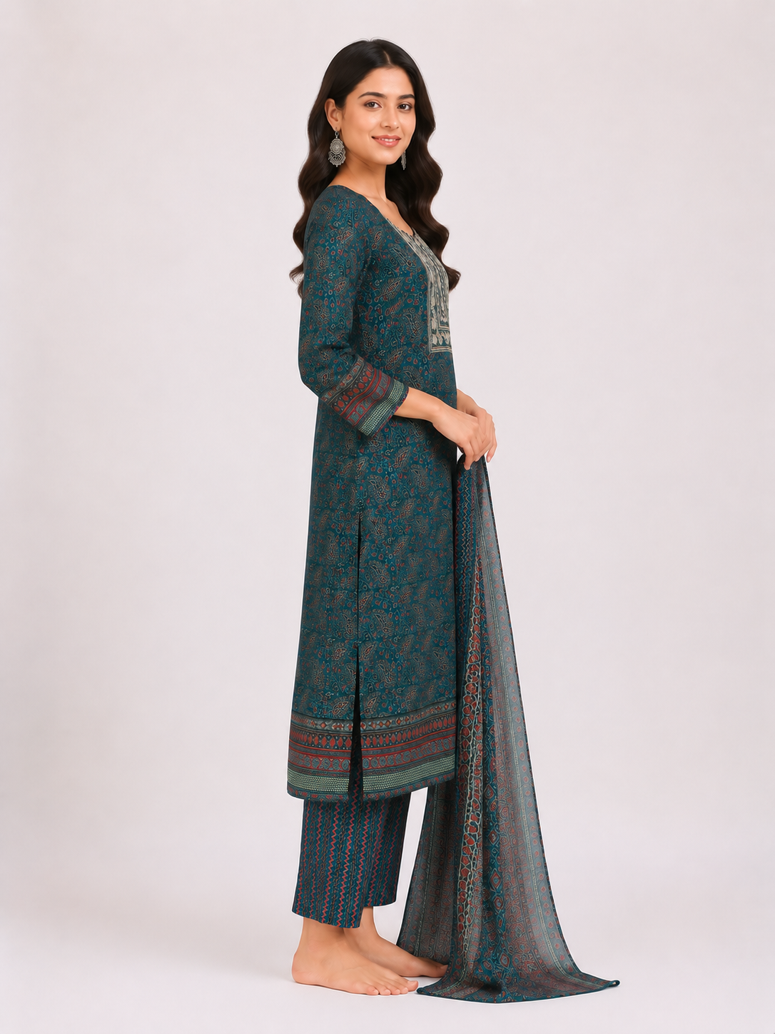 Elegant Printed Ethnic Kurta Set with Matching Dupatta - Image 3